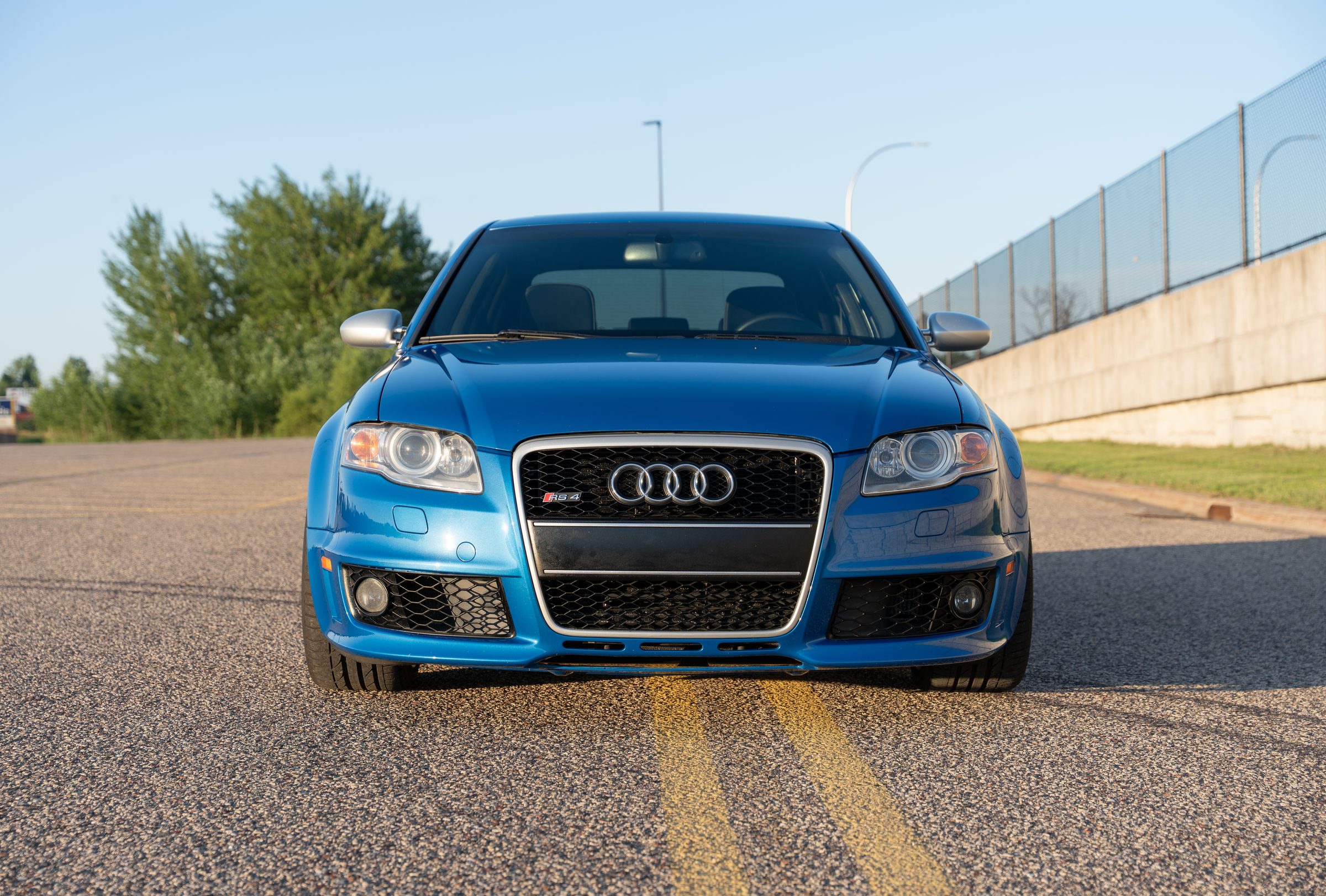2007 Audi RS4 in Sprint Blue, front three-quarter view